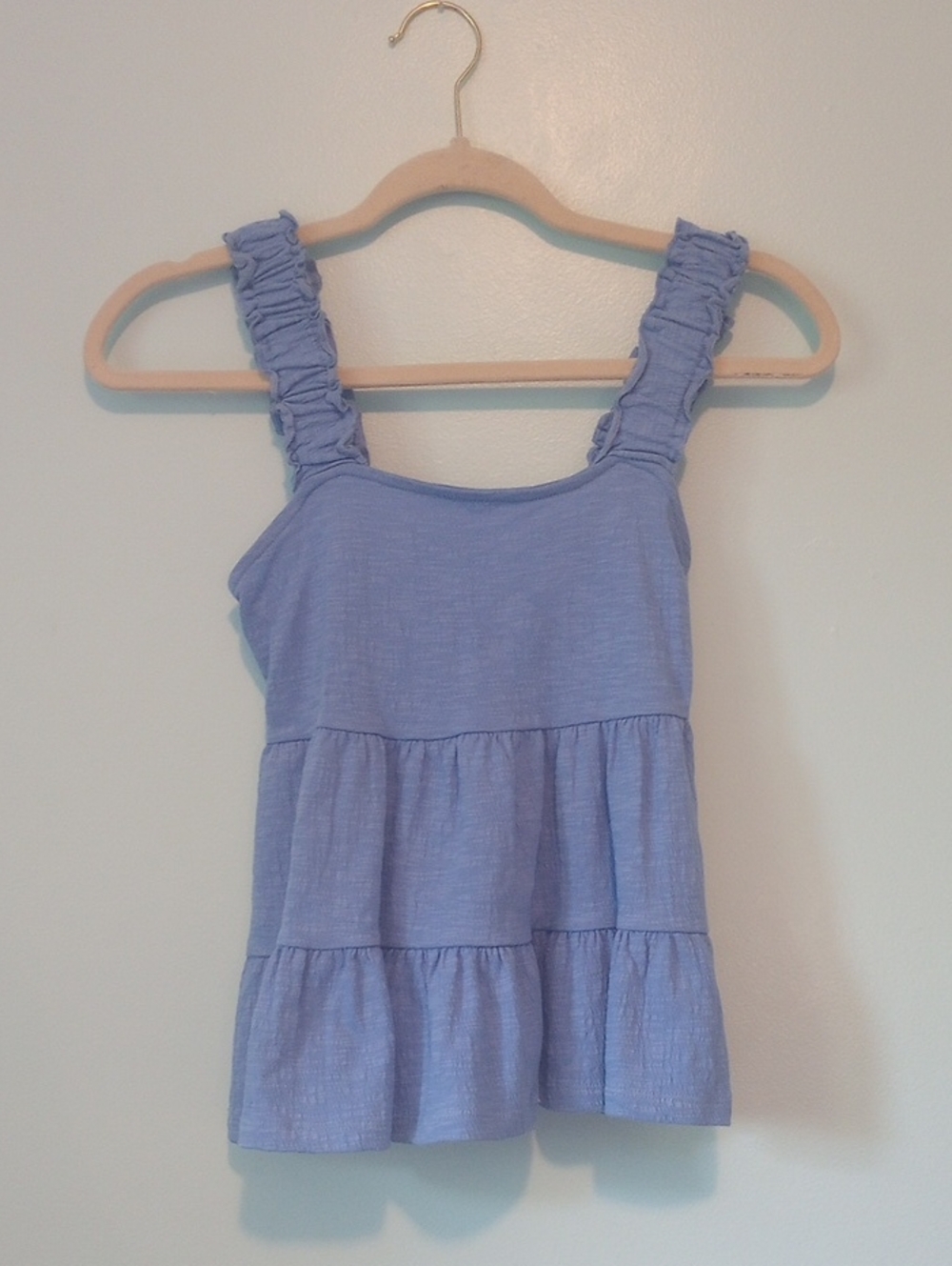 Altar'd State Blue Ruffle Strap Tiered Tank Top